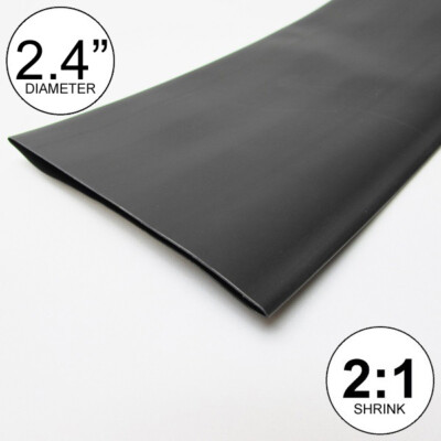2.4'' ID Black Heat Shrink Tube 2:1 ratio (2 feet) polyolefin inch/ft/to 60mm