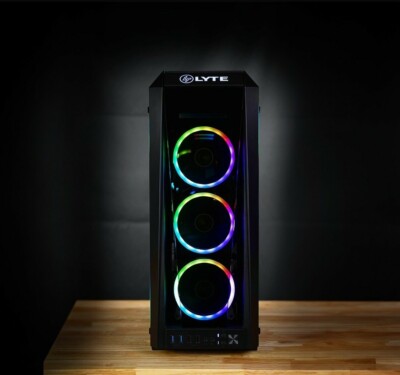 Tempered Glass ATX Tower PC Computer Case w/ ARGB FANs + LED strip ...