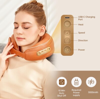 Neck Massager Shiatsu Heat Cordless Rechargeable great gift for people