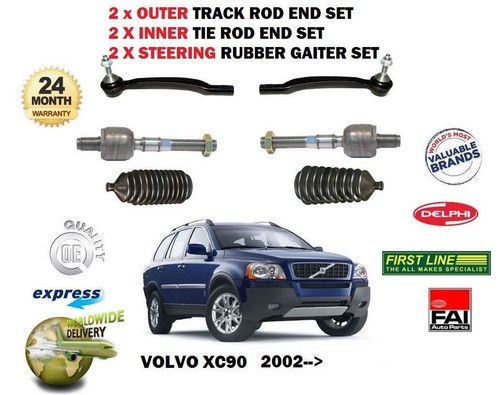 FOR VOLVO XC90 2002-> 2x INNER 2x OUTER TRACK TIE RACK STEERING ROD END ...