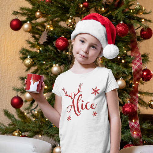 Personalised Reindeer Christmas T-Shirt 