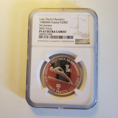 Set of two coins1980 Poland 200 Zlotych (Silver) - NGC PF67 Ultra Cameo - SCARCE