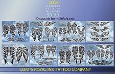 Tattoo Flash SET 20 8 Pages Laser printed Wings Tattoo Flash Wings w/outlines