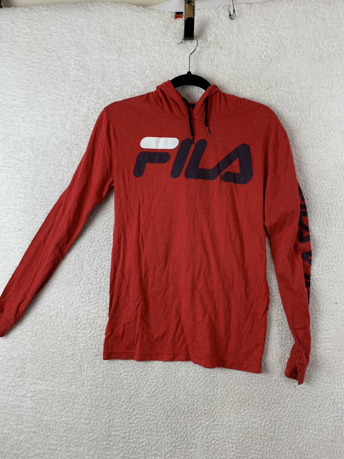 Felpa con cappuccio Fila donna S rossa manica lunga cordoncino