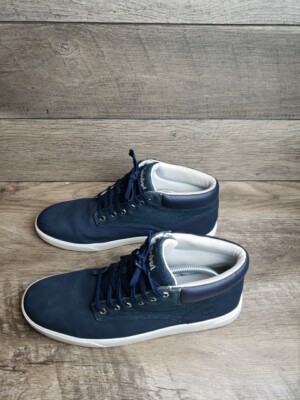 Timberland High Top Sneaker Shoes Mens Sz 12 Navy Blue with Denim