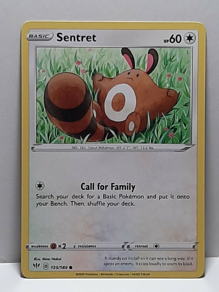 sentret pokemon card Sentret 135/189 Pokemon Darkness Ablaze Common Colorless New Fresh