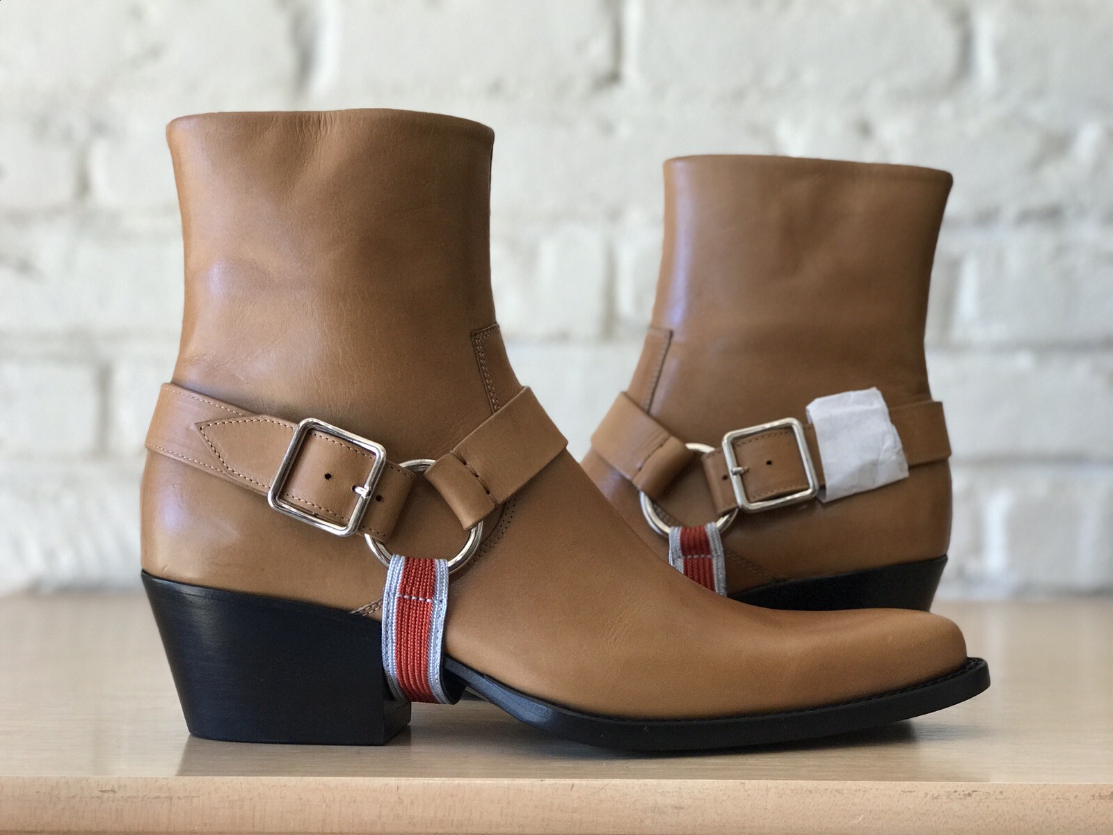 SAINT LAURENT Stivali da cowboy Calvin Klein 205W39NYC Tex Harness marrone chiaro donna US 8 5 EU 39 NUOVI $1395