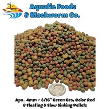8-lbs 4mm 3-Type Green GRO, Color Red Floating  Slow Sinking Pellets. KGM-200
