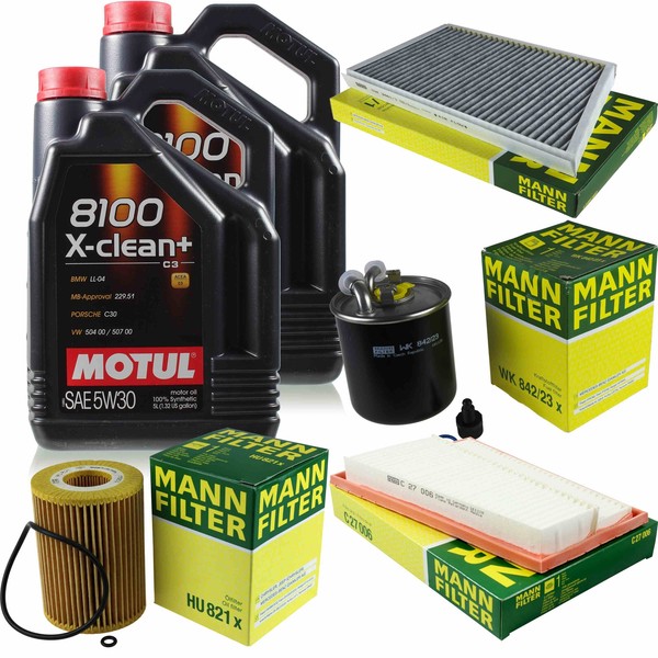 MANN-FILTER Inspektionspaket 10L Motul 5W-30 8100 X-Clean+ FüR Mercedes-Benz Clk-image