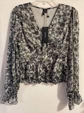 Vero Moda Womens Medium Black Floral Sheer La...
