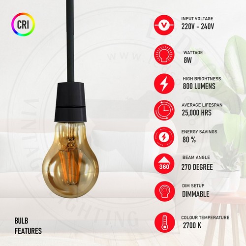 Bombillas de Filamento LED E27 B22 Regulables Vidrio Ámbar Transparente Luz Industrial Cálida/Fría - Imagen 9 de 27