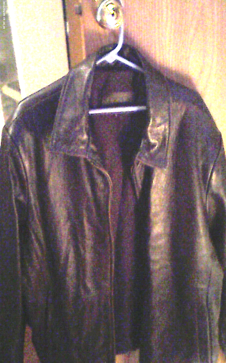 JACKET MEN'S FLIGHT BRN IZOD GENUINE LEATHER SIZE LG (RN 107062)