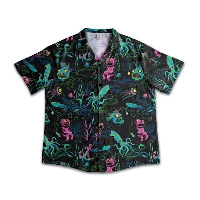 #ad #ad Dwellers of the Deep Tiki Hawaiian Shirt Mens Luau Summer Aloha Short Sleeve $29.79