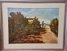 Grande dipinto a olio post macchiaiolo firmato Willy Clemente 1923-1999