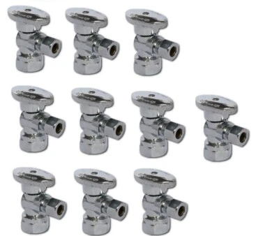 Plumbing Lot Pack 9 pcs 1/4 Turn Brass Angle Stop Valve 3/8" OD Comp x1/2" FIP