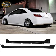 Fits 06-11 Honda Civic 2Dr Mugen Style Side Skirt Rocker Panel Extension PU