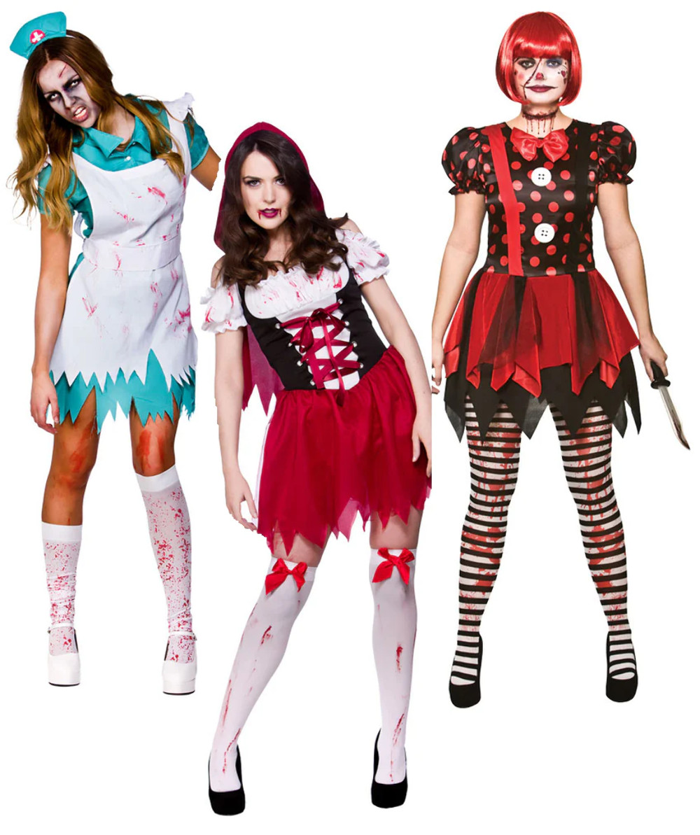 Zombie Nurse Caperucita Roja Payaso Mujer Disfraz Halloween