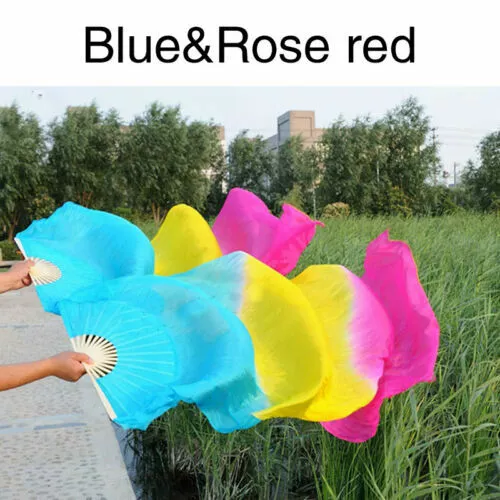 1.8m Long Belly Dance Silk Bamboo Fan Veil 1 Pair(L+R) 6 Colors - Picture 11 of 20