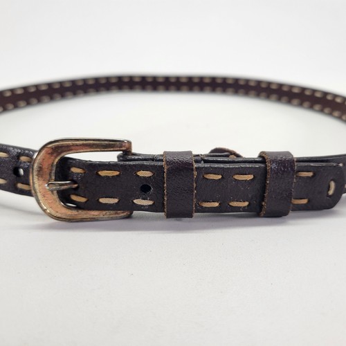 Ceinture cuir Amiee Lynn 32 M boucle laiton cousue marron vieilli 11-3073 - Photo 7/13