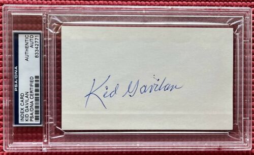 PSA/DNA slabbed signed KID GAVILON autographed INDEX CARD Welterweight HOF