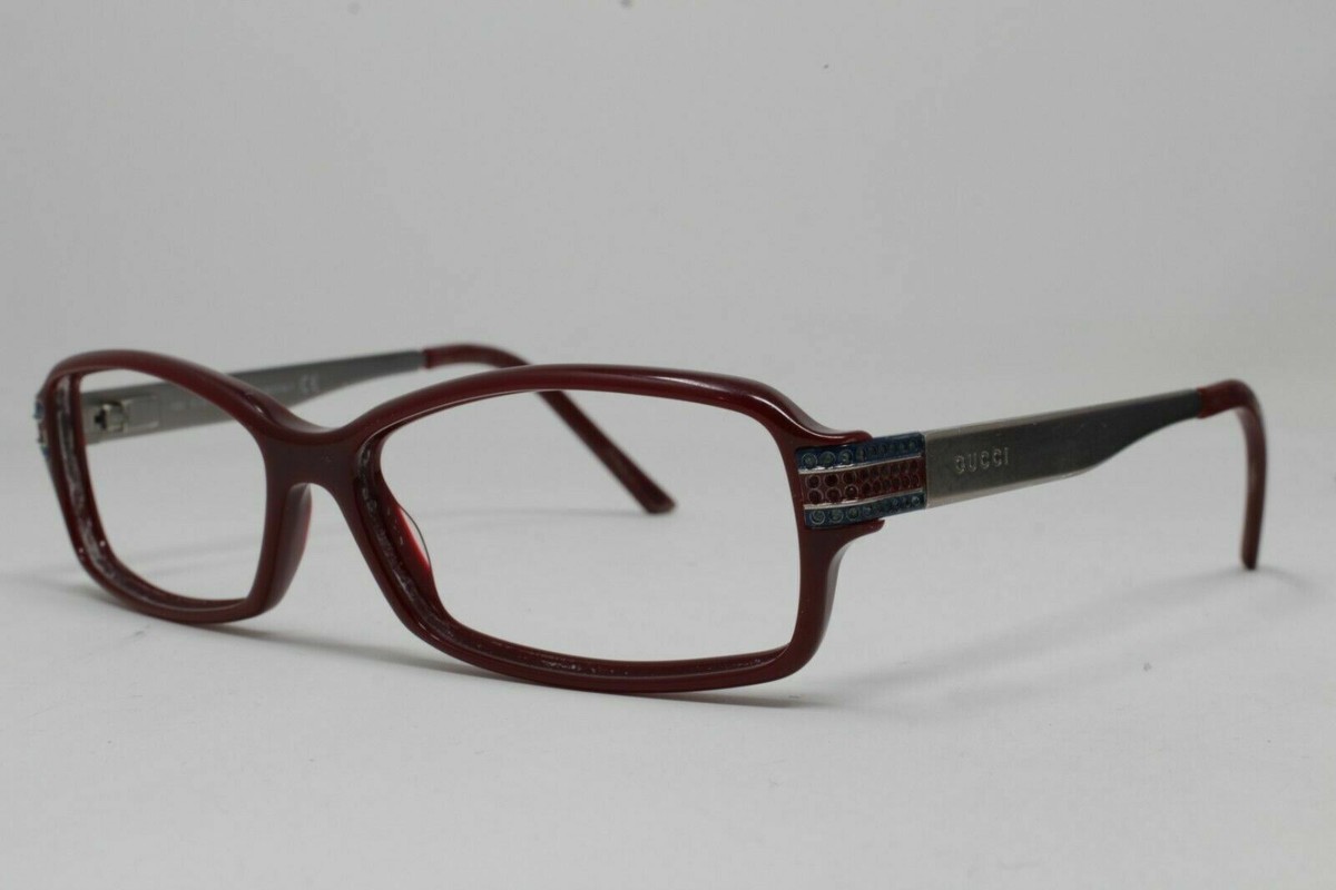 Gucci purplish‎ Burgundy Eyeglass frames only
GG2926/STRASS LGY Gucci Red Clear Rectangular Glasses Studded Temple Italy  main image 2