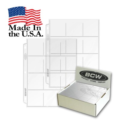 Lot of 10 Pages BCW Vinyl 12-Pocket Pages Also fits 2½'' x 2½'' coin flips (#CS29)