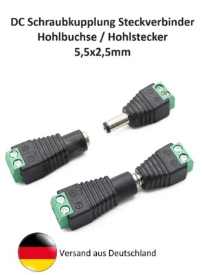 DC Schraubkupplung Steckverbinder Hohlbuchse Hohlstecker 5,5x2,5mm Kupplung