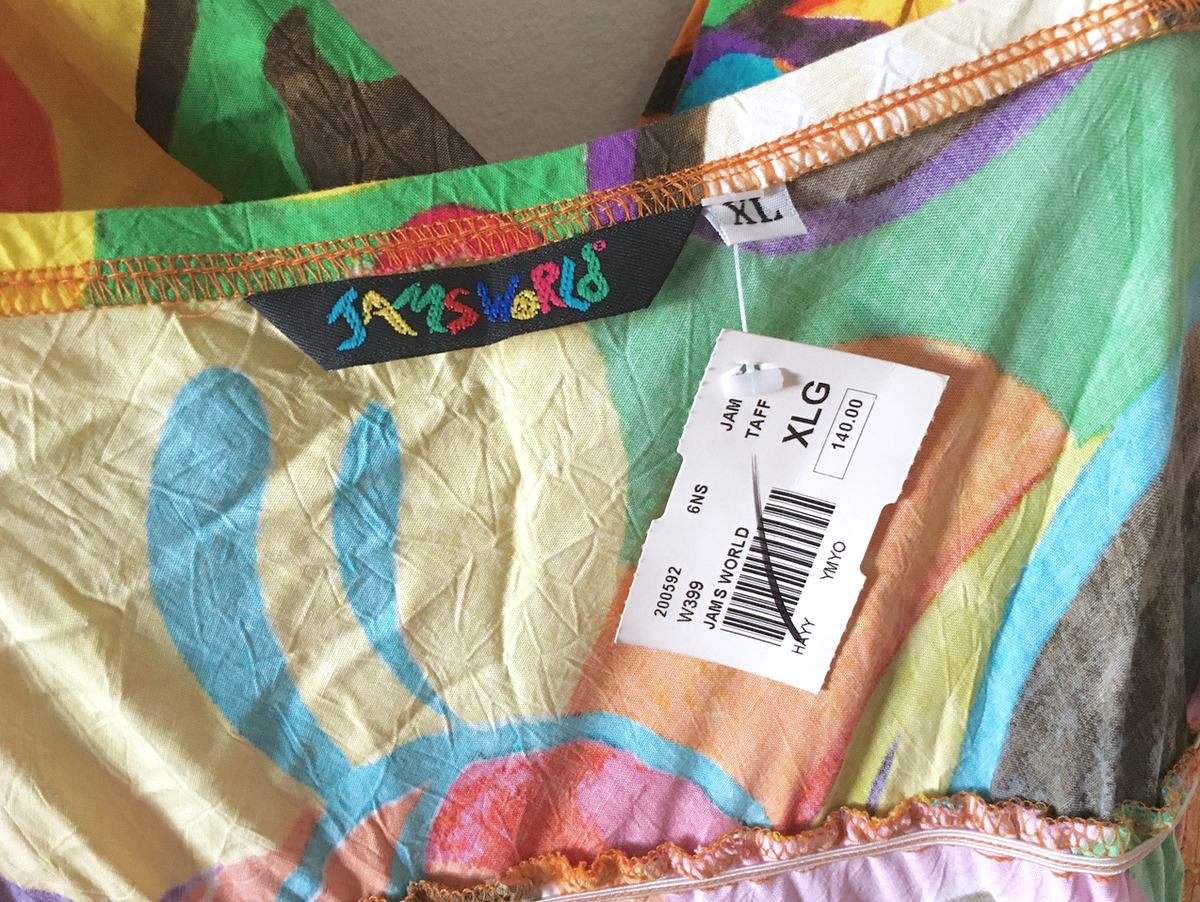 Jam's World Babydoll Dress XL Green Pink Hawaii Floral Empire