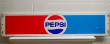 Vintage 1960s Heavy Pepsi Cola Soda Pop Metal Advertising Sign Large 10" x 47.5"