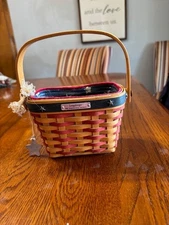 Longaberger 2001 Inaugural Baskets with Liner and Liner Protector and Tie On