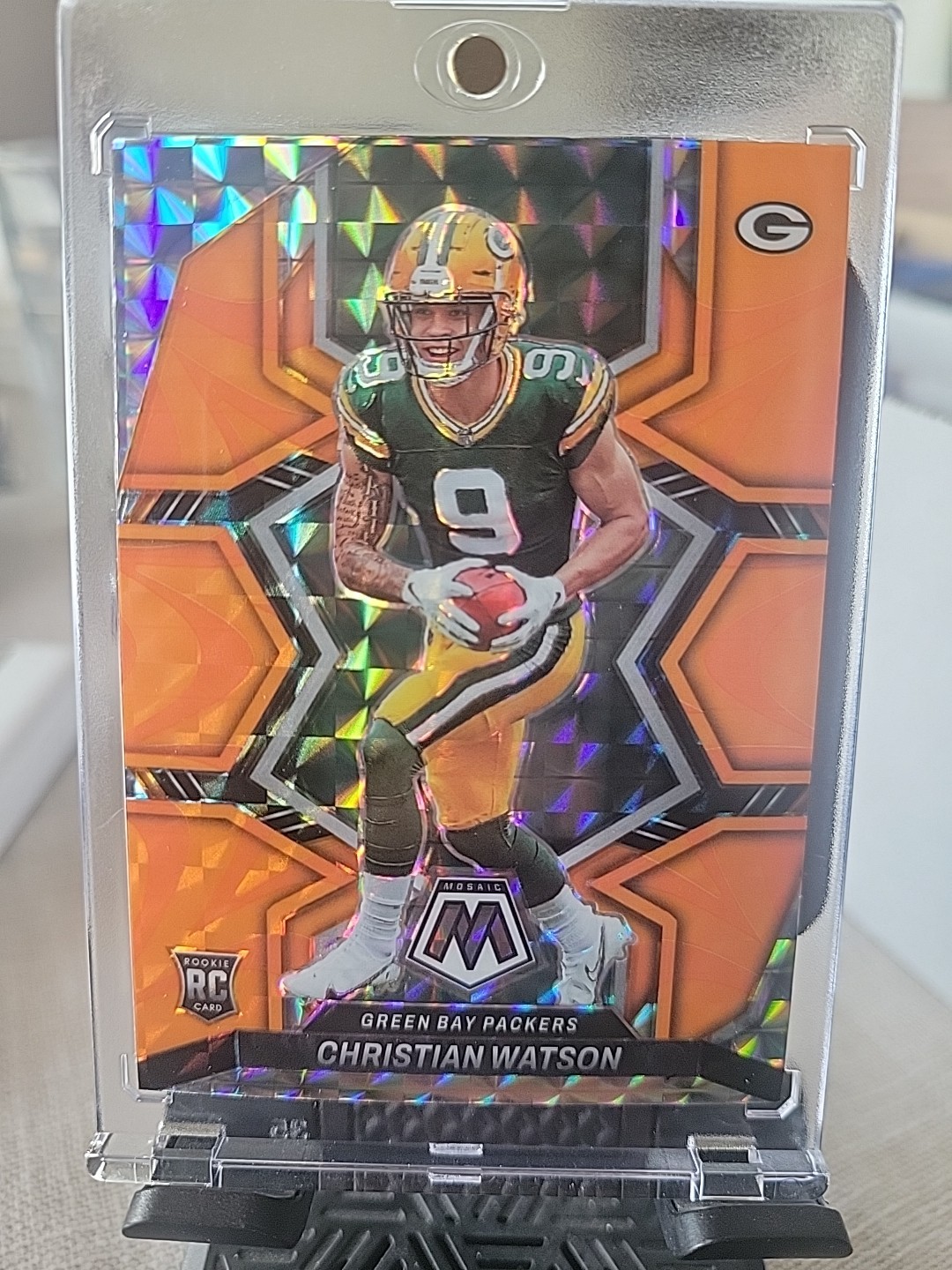 2022 Panini Mosaic - Rookies Christian Watson #327 Mosaic Reactive Orange Prizm