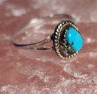 Vintage Native American Sterling Silver Turquoise Ring Navajo? Women's Size 7.75