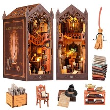 Book Nook Kit, DIY Dollhouse Booknook, Miniature House Kit for Adults and Tee...