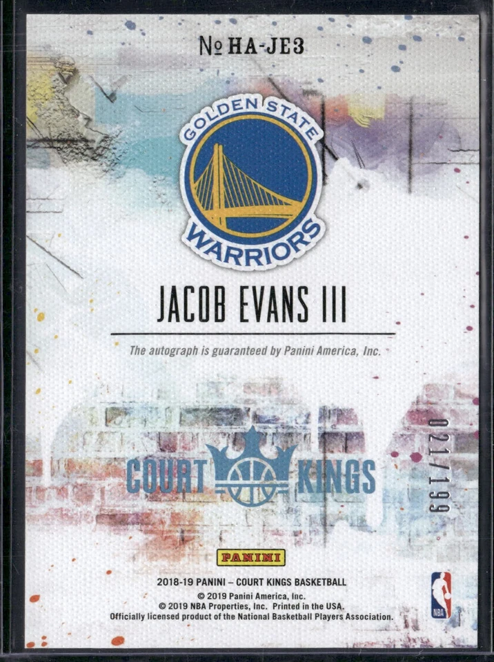 2018-19 Panini Court Kings #HA-JE3 Jacob Evans III Heir Apparent #/199 - Image 2 of 2
