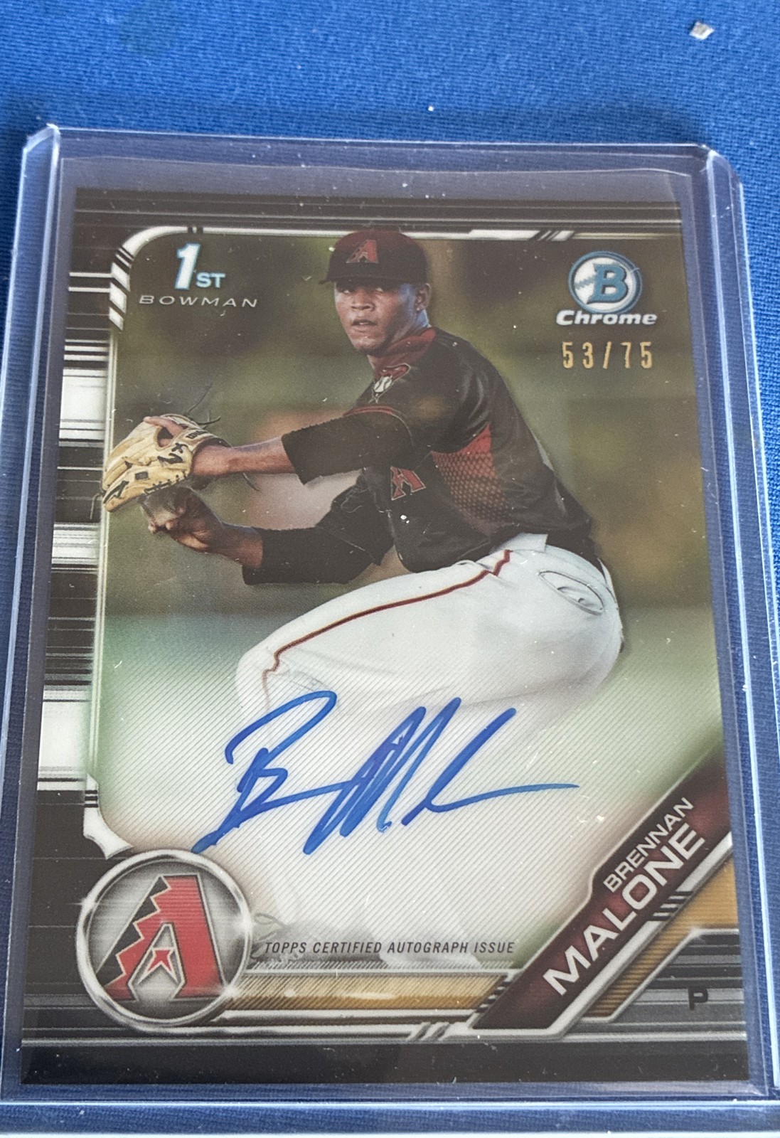 2019 Bowman Draft Chrome Draft Pick Auto Brennan Malone #CDA-BM Black 53/75
