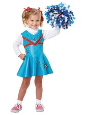 California Costumes Girls Cheerleader Costume Cheer Leader Dress Pom Set 4-6