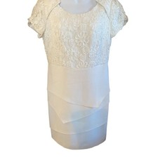 Women's White Short Sleeve Laced Formal Mini Dress by Ouniya -Size 11/NWT
