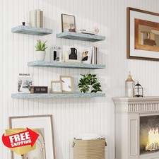 55in Blue Floating Shelves for Wall Long Wall Mounted Invisible Brackets