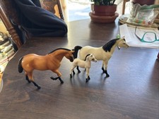 Vintage Plastic Buckskin Foal, Buckskin Mare and Quarter horse