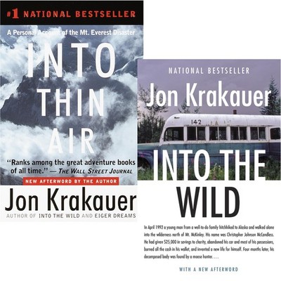 Jon Krakauer 2 Books Collection Set (Into the Wild & Into Thin Air: A Person...