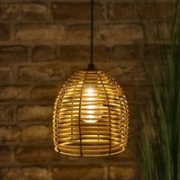 Led HäNge Leuchte Rattan Optik 18X16 Cm - Garten Deko Lampe Warmweiß Timer AußEn