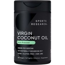 Organic Extra Virgin Coconut Oil 1000mg Vegan 120 Veggie Softgels Non-GMO