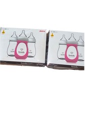6 NEW Joovy CleanFlow Boob Diamond Glass Baby Bottles 8oz With Pink Sleeve NEW