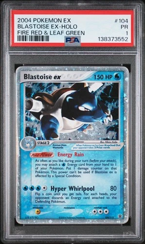 SWIRL PSA 1 2004 Pokemon EX Fire Red & Leaf Green Blastoise EX Holo Foil 104/112