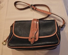 Vintage Dooney  Bourke Black Pebbled All Weather Leather Crossbody Shoulder Bag