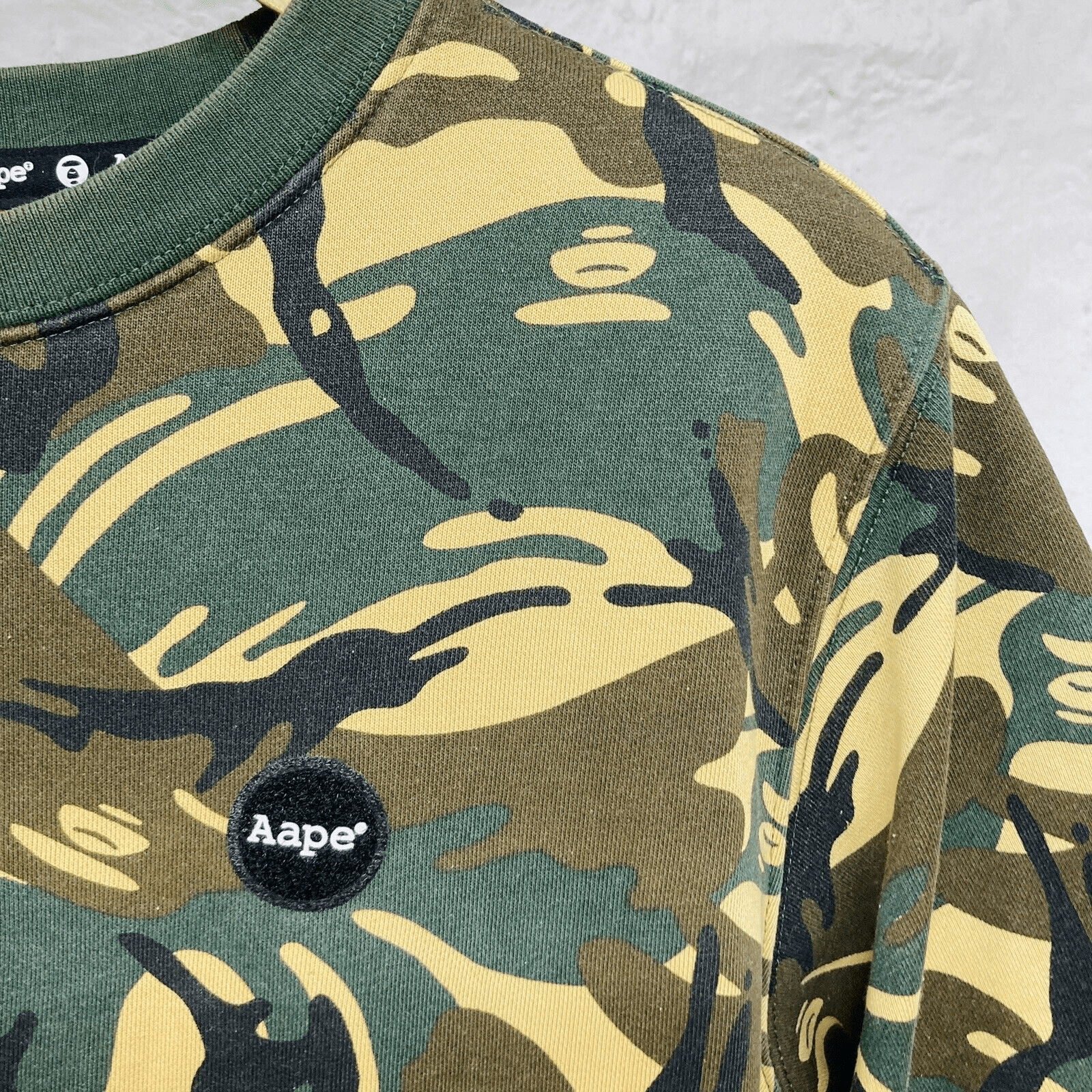 Bape Short Sleeve Sweatshirt Pockets Woodland Camo Green A Bathing Ape Small thumbnail 2