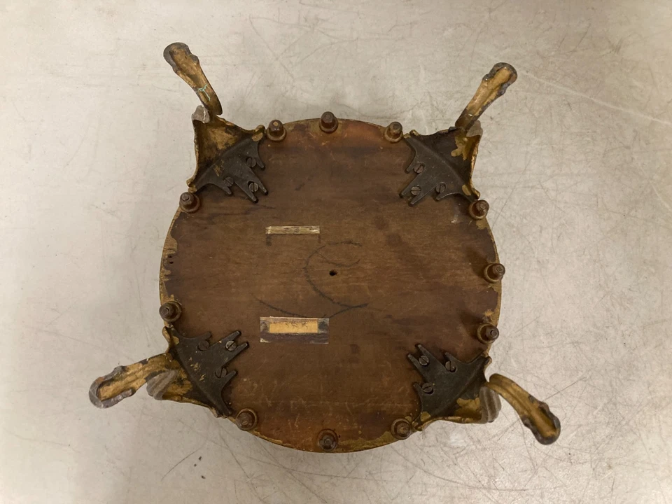 Vtg Petite Victorian Needlepoint Floral Foot Stool Foot Rest Gold Metal /Wood - Image 4 of 4