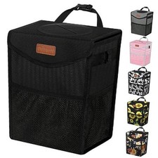 Car Trash Can with Lid Leakproof Car Garbage Bag Vehicle Trash 2 Gallons Black