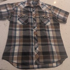 Wrangler Shirt Rodeo Striped Pearl Snap Western Cowboy USA Made Large