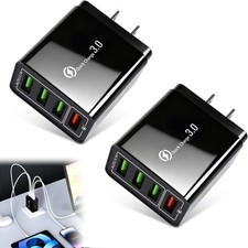 4-Port USB Wall Charger Fast Charging Station for Phone Travel Home 2 Pack